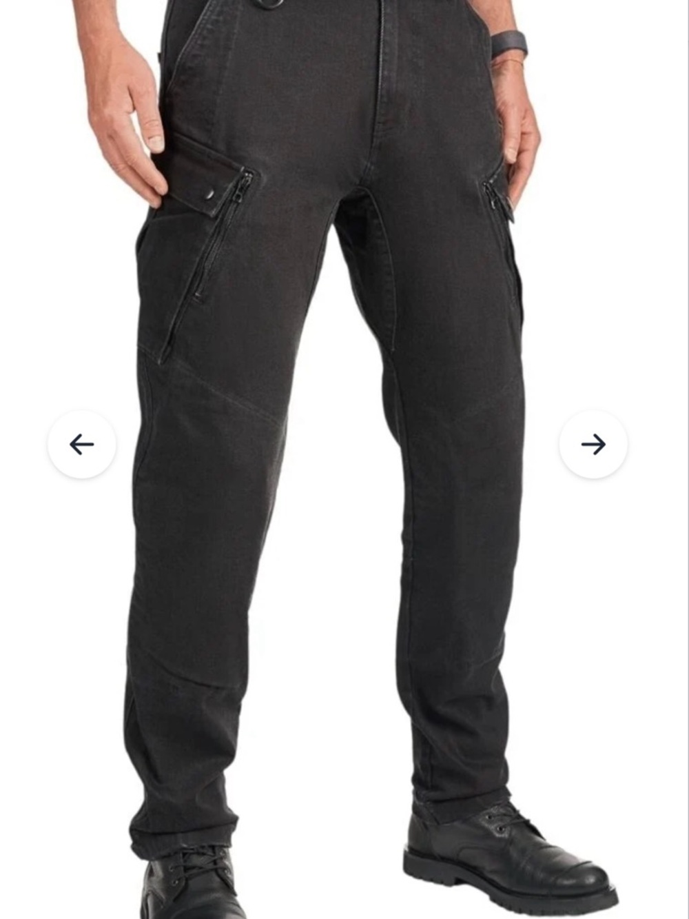NWT Pando Moto Men's Black Tactical Cargo Pants with Zip Pockets 36/34 orig $350